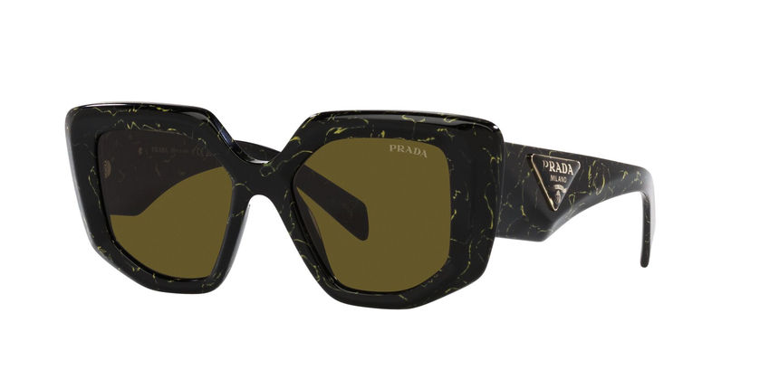PRADA-14ZS/S 19D01T BLACK/YELLOW MARBLE(DARK BROWN 50*18, Negre | Groc, hi-res image number 0