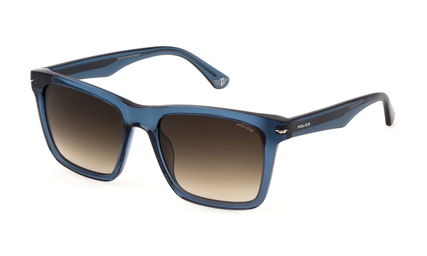 POLICE-N35/S 0955 BLU TRASPARENTE LUCIDO/BROWN GRADIENT 55*19, Blau transperent, hi-res 0
