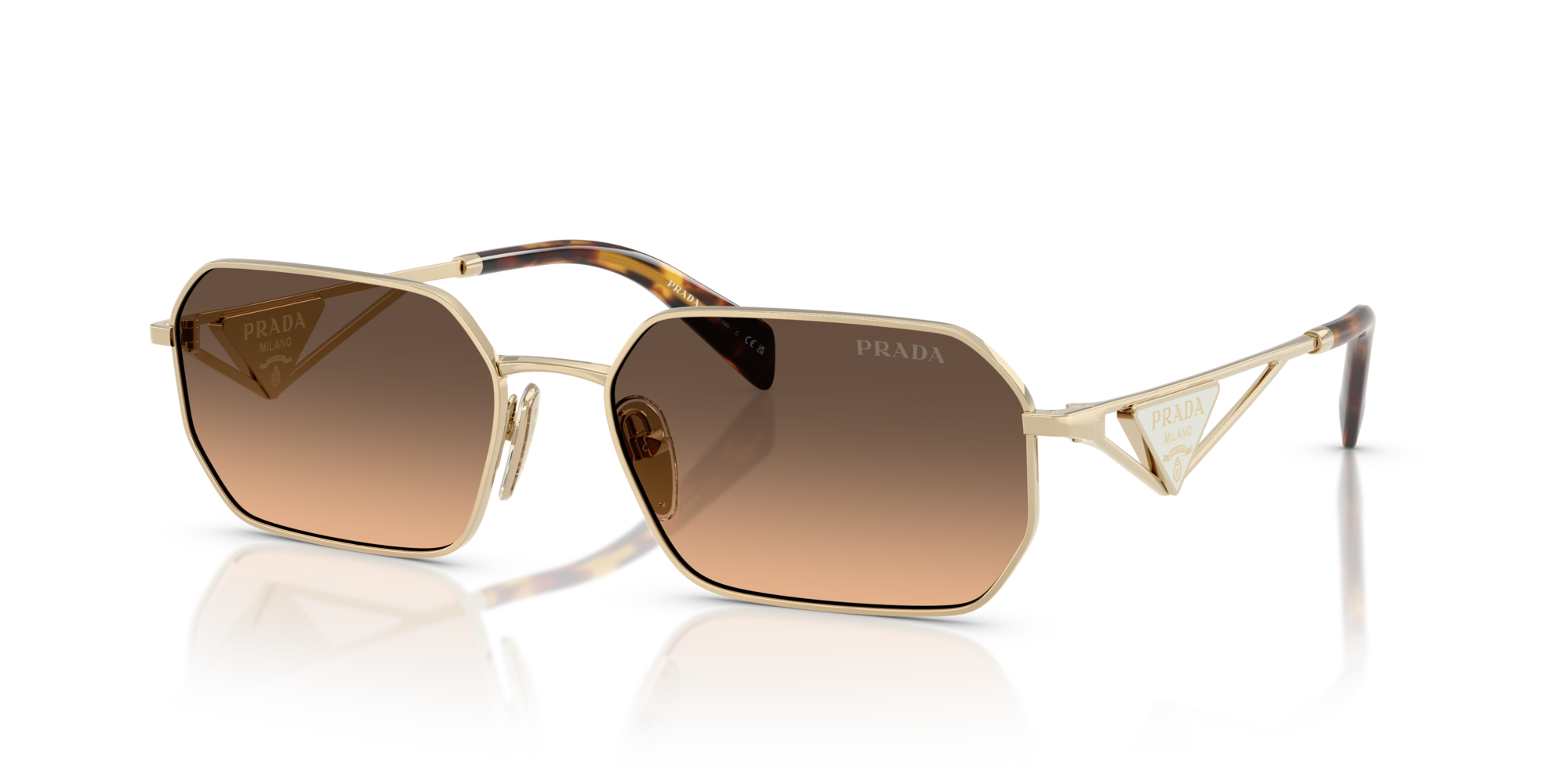PRADA-A51S/S ZVN50C PALE GOLD(BROWN GRADIENT GREY 58*17, Or pàlid, hi-res image number 0