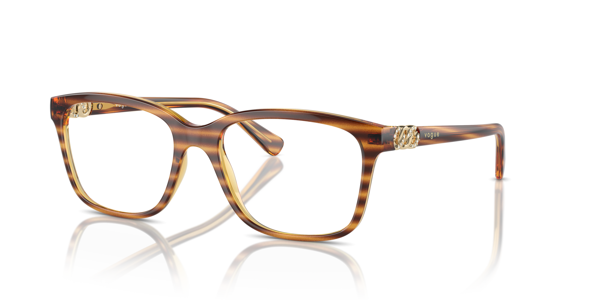 VOGUE-5574B/G 1508 STRIPED DARK HAVANA 51*17, , hi-res image number 0