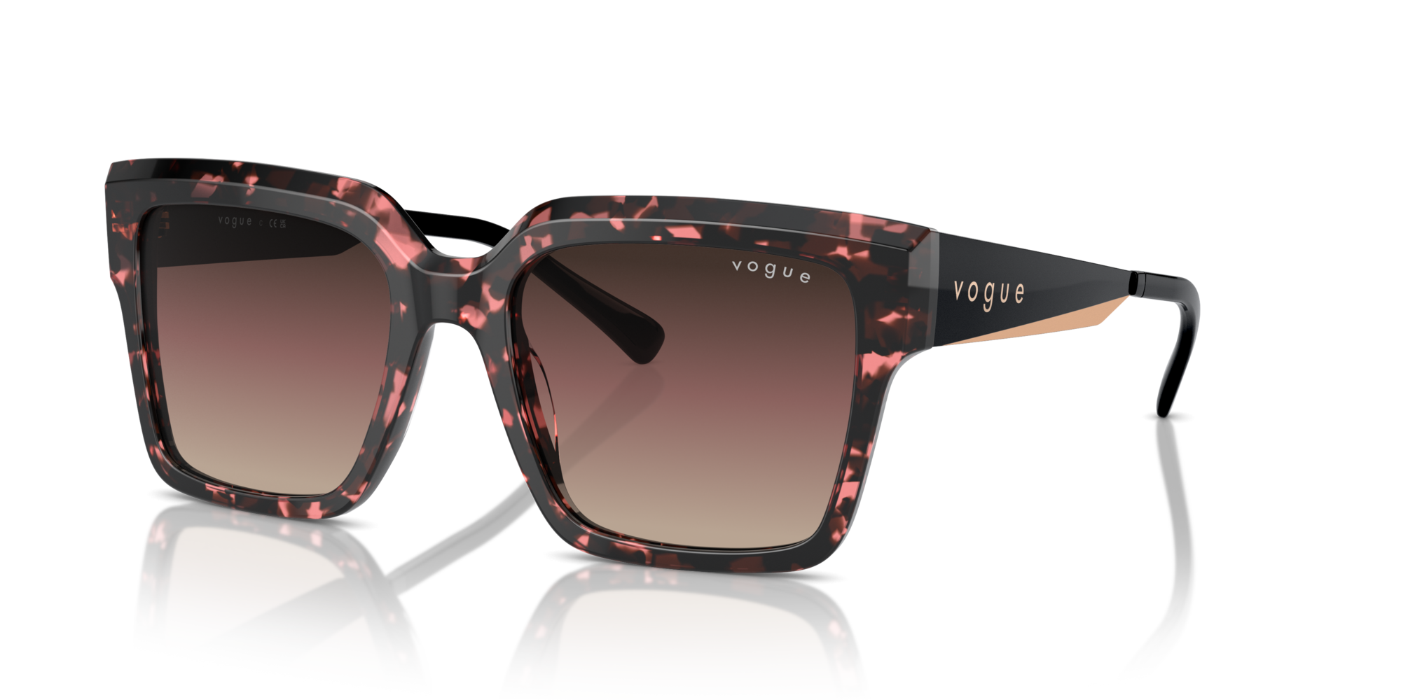 VOGUE-5553/S 3148E2 RED TORTOISE(BROWN GRAD PURPLE GRAD BLACK 54*19, Vermell havana, hi-res image number 0
